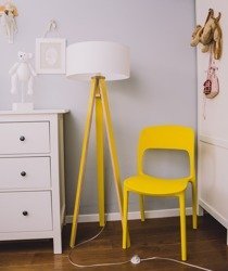 Lampa Podłogowa WANDA 45x140cm - Żółta / Biały Abażur
