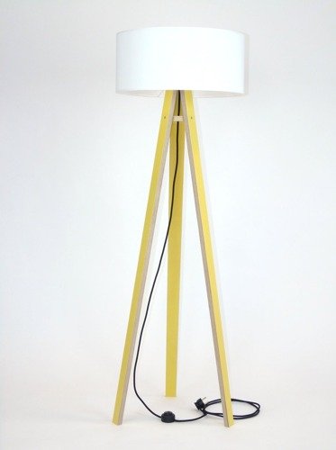 Lampa Podłogowa WANDA 45x140cm - Żółta / Biały Abażur / Czarny